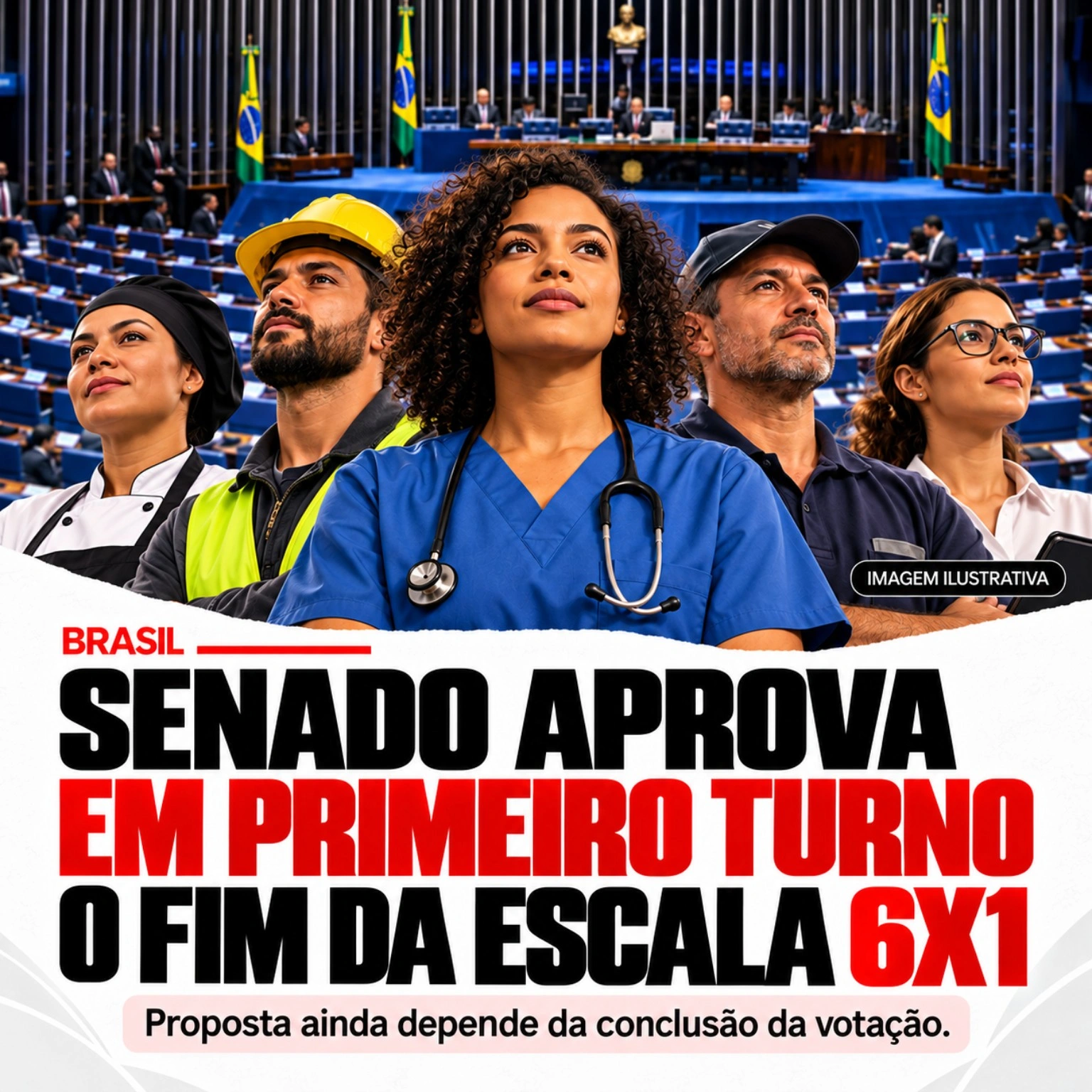 Senado aprova em primeiro turno proposta que acaba com a escala 6x1